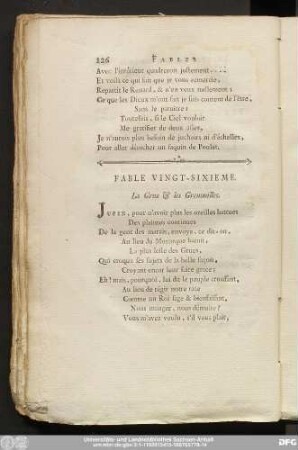 Fable Vingt-Sixieme. La Grue & les Grenouilles.