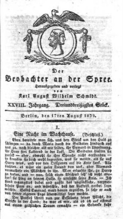 33. Stueck, 17. August 1829