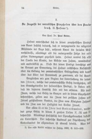 94-112 Die Zeugnisse der vorexilischen Propheten über den Pentateuch