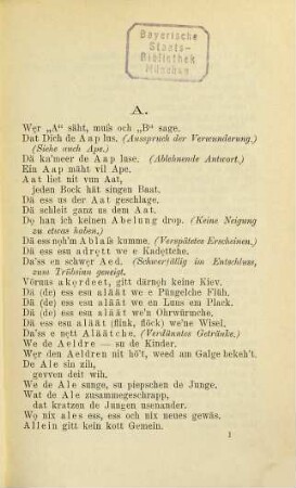 Sprichwörter und Redensarten in Kölnischer Mundart, [1]