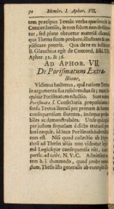 Ad Aphor. VII. De Porismatum Extractione.