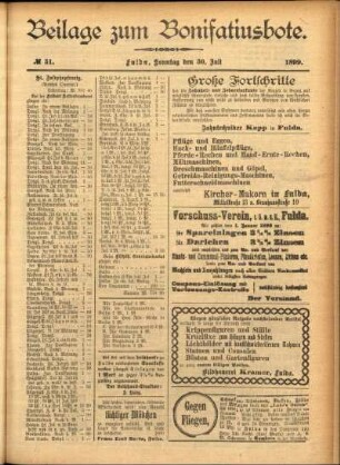 Zweite Ausgabe vom Sonntag, den 30. Juli 1899.