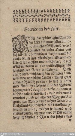 Vorred an den Leser.