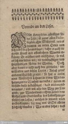 Vorred an den Leser.