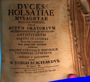 Duces Holsatiae Musagetae breviter propositi