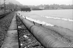 Bregenz: Pipelineverlegung am Ufer des Bodensees bei Bregenz
