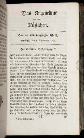 Das ein und dreyßigste Stück. Montags, den 4. Ausgustmonat, 1755.