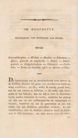 VIII. hoofdstuk. Beschrijving van artikelen van invoer