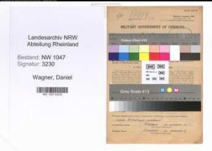 Entnazifizierung Daniel Wagner , geb. 21.03.1899 (Metzger)