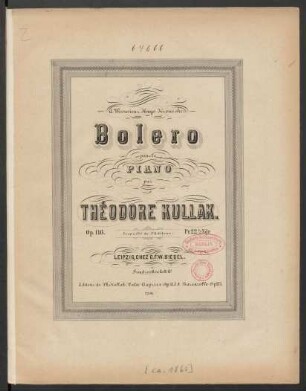 Bolero : pour le piano : op. 116