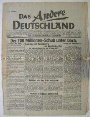 Pazifistische Wochenzeitung "Das Andere Deutschland"