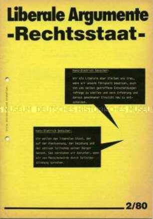 Mitteilungsblatt der FDP Liberale Argumente" zum Thema Rechtsstaat
