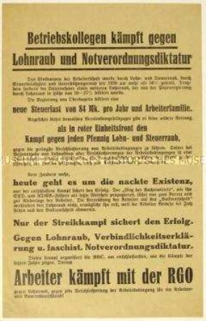 Aufruf zur Unterstützung der Revolutionären Gewerkschafts-Opposition