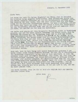 Brief von Raoul Hausmann an Vera Hausmann. Limoges