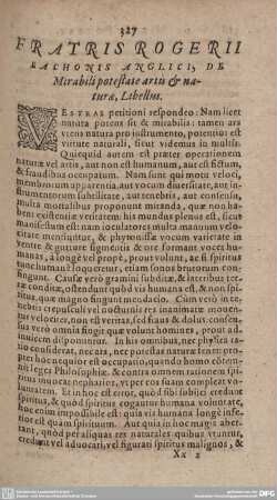 FRATIS ROGERII LACHONIS ANGLICI, DE Mirabili potestare artis & naturae, Libellus.