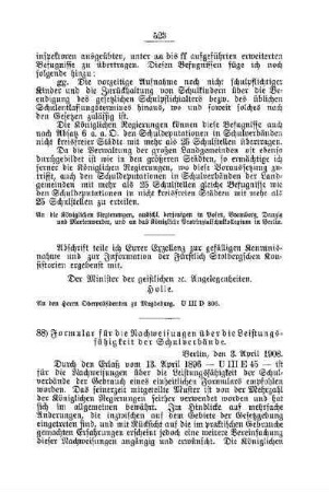 Formular für die Nachweisungen über die Leistungsfähigkeit der Schulverbände : [F. Öffentliches Volksschulwesen]
