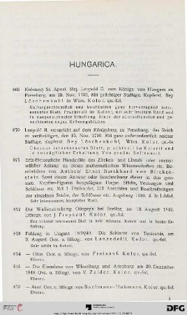 Hungarica (Nr. 869-882)