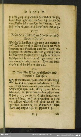 XIX. Balsamische Schmerzstillende und lindernde Tropfen
