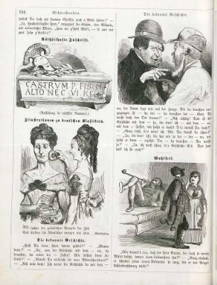 "Räthselhafte Inschrift" "Illustrationen zu deutschen Klassikern" "Die bekannte Geschichte" "Wohlfeil"