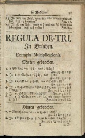 Regula De-Tri. In Brüchen
