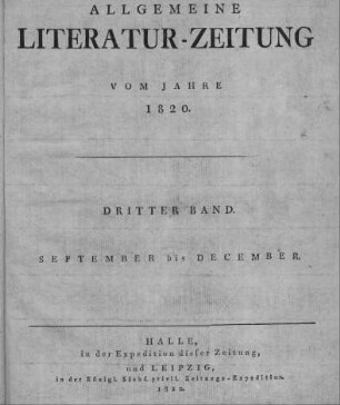 1820: Allgemeine Literatur-Zeitung