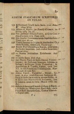 Rerum Italicarum Scriptores In Folio.