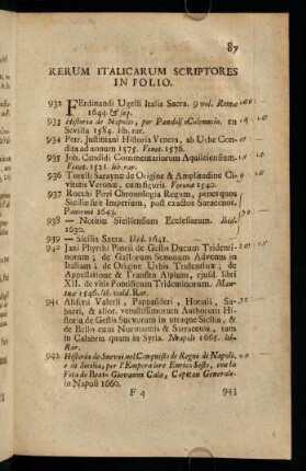 Rerum Italicarum Scriptores In Folio.