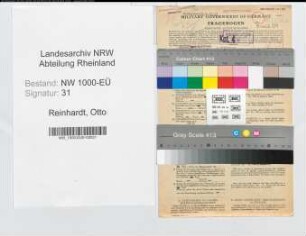 Entnazifizierung Otto Reinhardt, geb. 06.12.1905 (Landesinspektor)