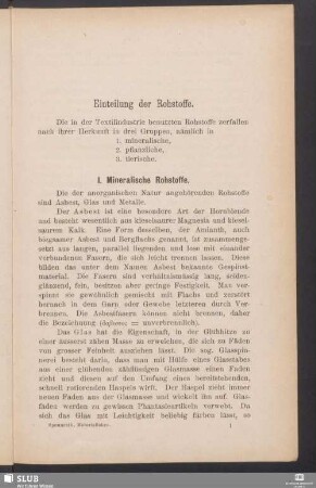 Einteilung der Rohstoffe