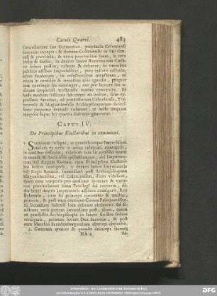 Caput IV. De Principibus Electoribus in communi.