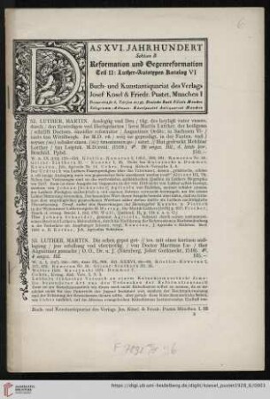 Reformation und Gegenreformation (Nr. 52 - 141)