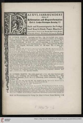 Reformation und Gegenreformation (Nr. 52 - 141)