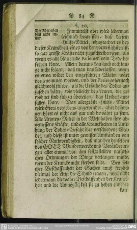 §. 20. Das Aderlassen hilft nicht immer