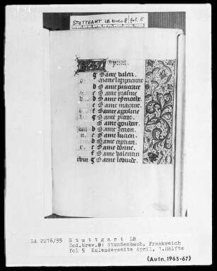 Lateinisch-französisches Stundenbuch — ---, Folio 2 recto - 13 versoKL-Ligatur und Teilbordüre, Folio 5recto