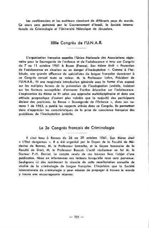 233-239, Programme du Ve Congrès International de Criminologie