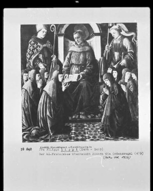 Der heilige Franziskus überreicht Nonnen die Ordensregel