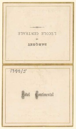 Menükarte : Banquet de l'Ecole Centrale, Hotel Continental