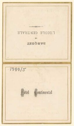 Menükarte : Banquet de l'Ecole Centrale, Hotel Continental
