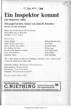 Ein Inspektor kommt (An Inspector calls)
