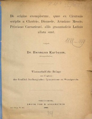 Jahresbericht. 1888/89