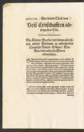Von Erbschafften absteigender Lini.