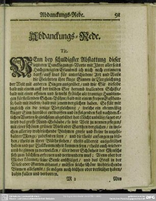 Abdankung : Abdanckungs-Rede