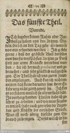 Das fünffte Theil.
