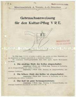 Bedienungsanleitung für Kulturpflüge