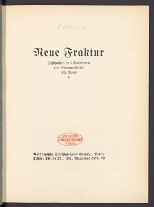 Neue Fraktur : [Schriftprobe]