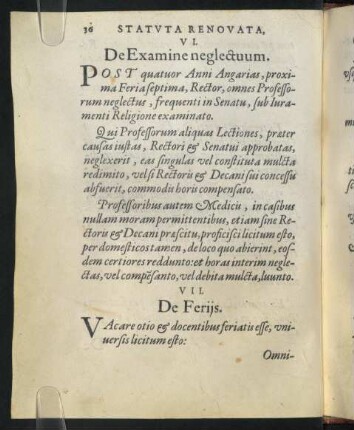 VII. De Feriis.