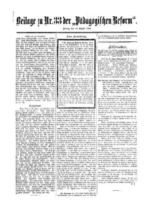 Mitteilungen : Beilage zu No. 33 der Pädagogischen Reform