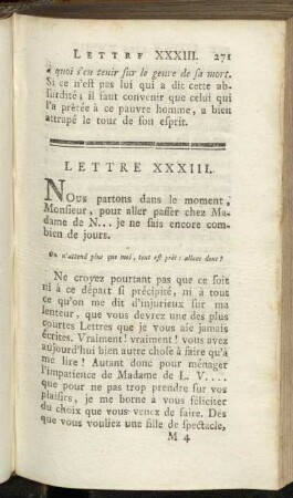 Lettre XXXIII. Lettre XXXVI.