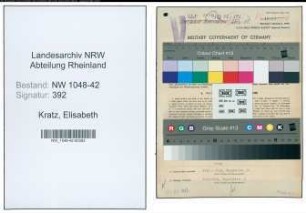 Entnazifizierung Elisabeth Kratz , geb. 09.11.1912 (Sekretaerin)