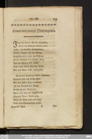 Etwas von meiner Denkungsart.